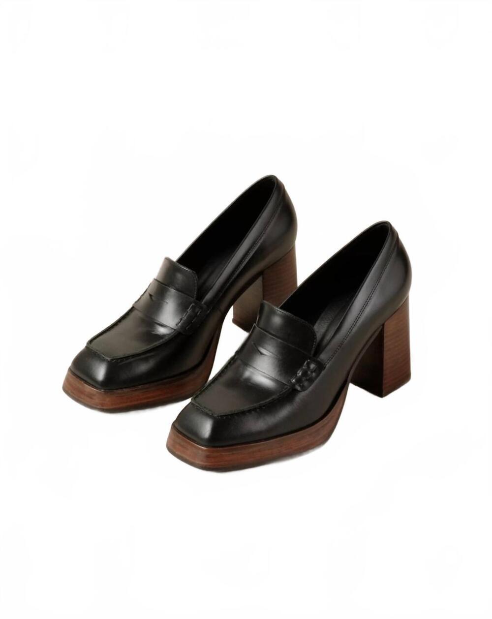 NEW ALOHAS women's busy high heel loafers in black